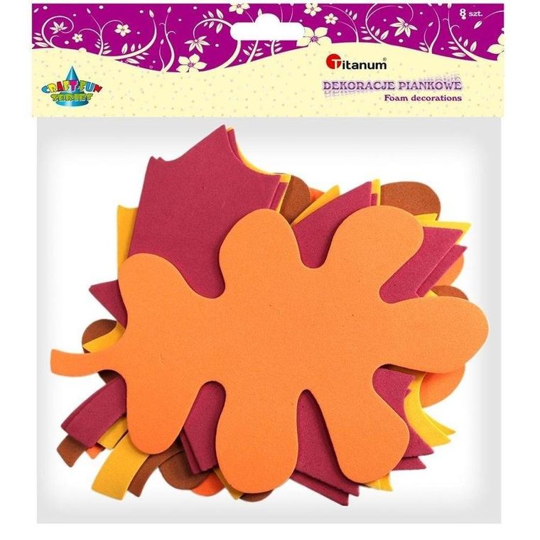 Titanum, dekoracje piankowe, liście, mix, 8 szt.