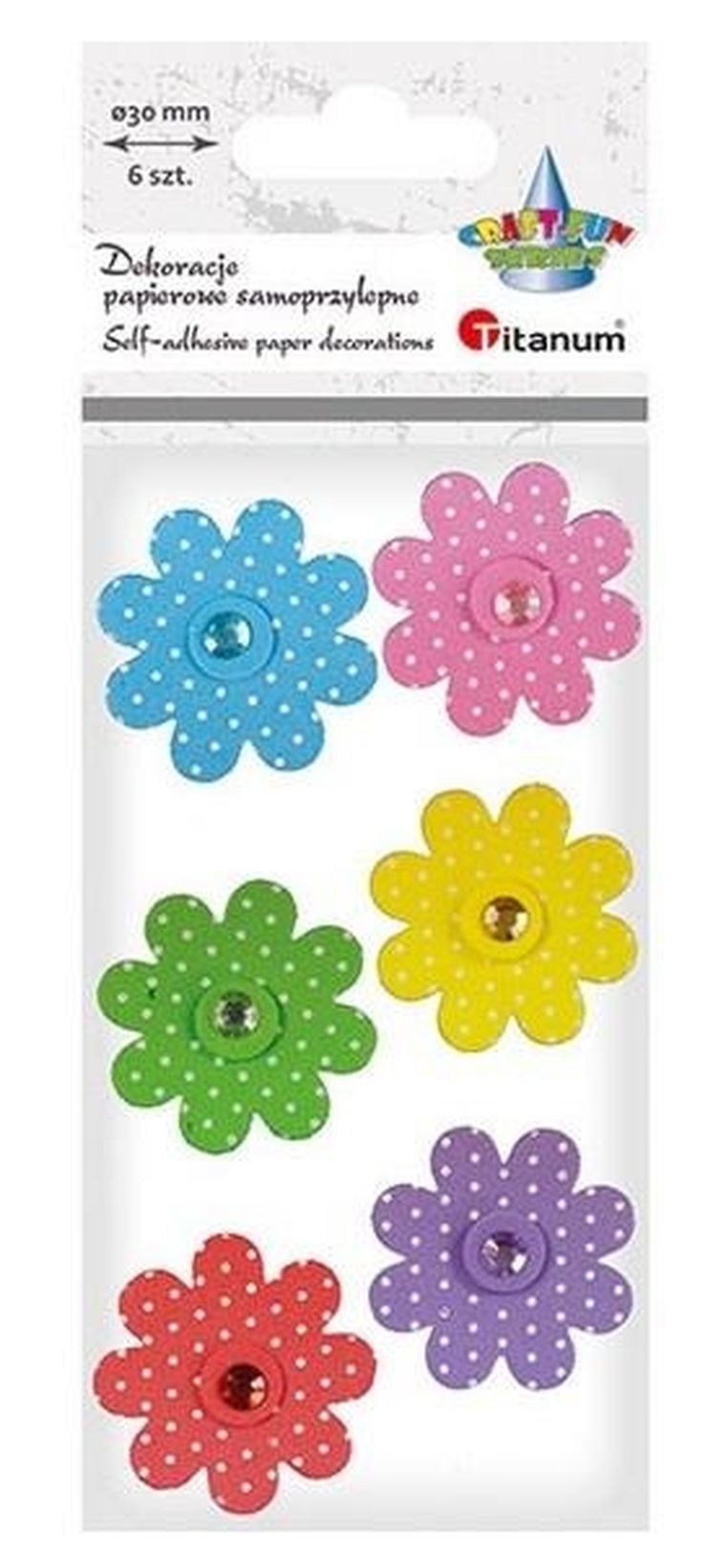 Titanum, dekoracje samoprzylepne, 3D kwiaty, mix, 7 szt.