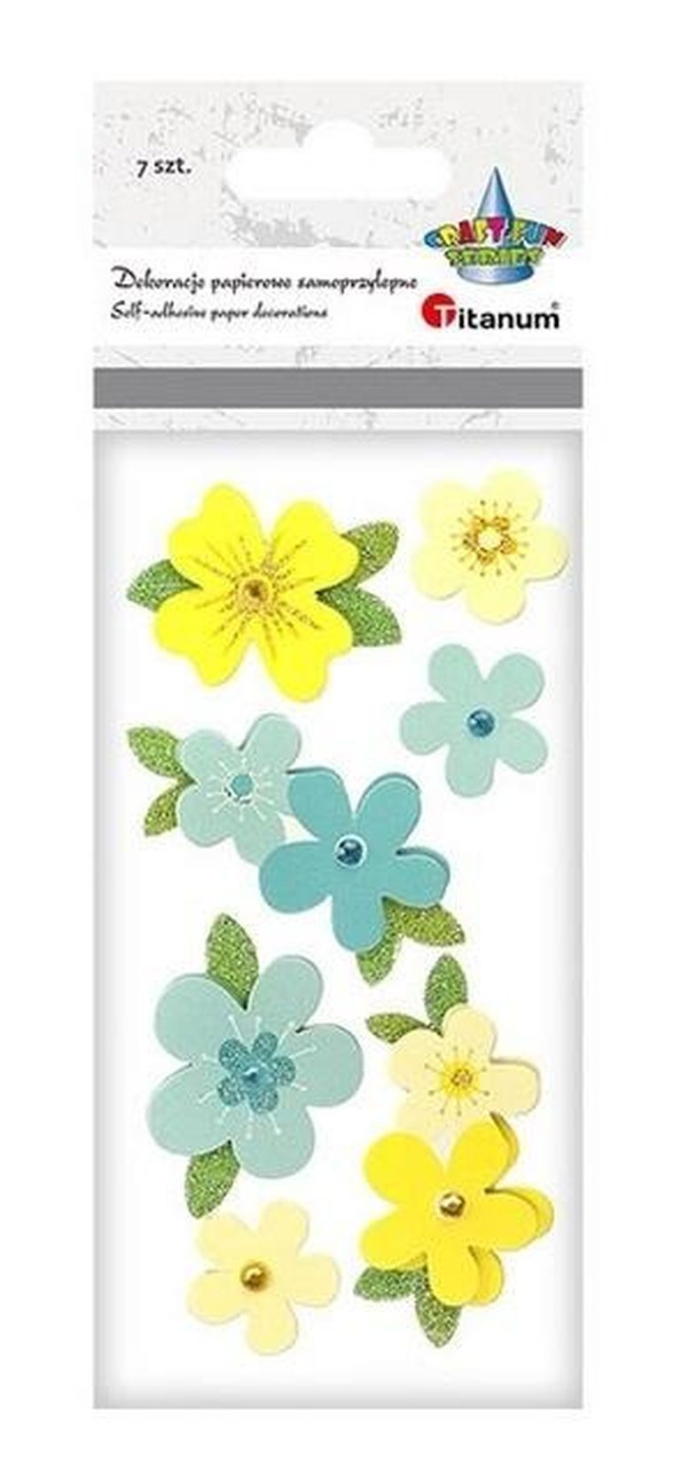 Titanum, dekoracje samoprzylepne, 3D kwiaty, mix, 7 szt.