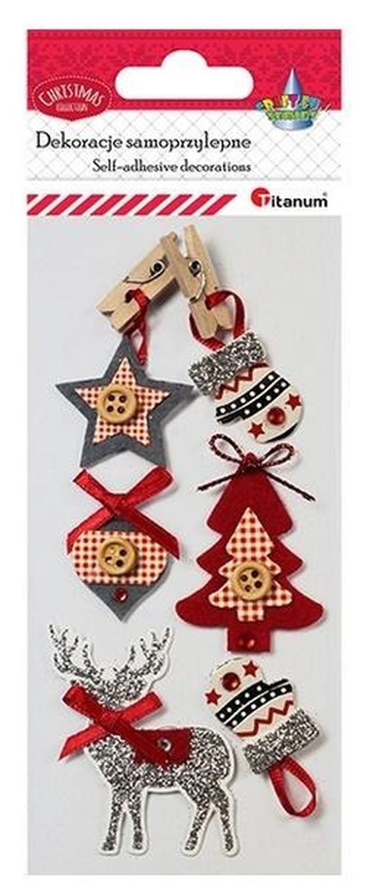 Titanum, dekoracje samoprzylepne 3D, święta, 6 szt.