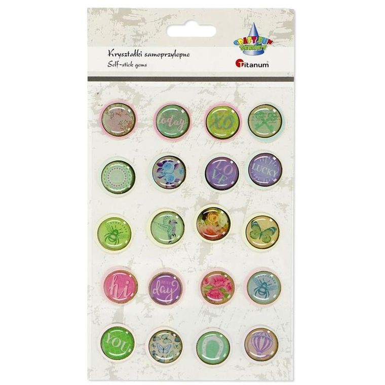 Titanum, dekoracje samoprzylepne 3D, zalane akrylem, 20 szt.