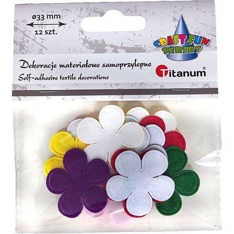 Titanum, dekoracje samoprzylepne kwiatki, mix, 12 szt.