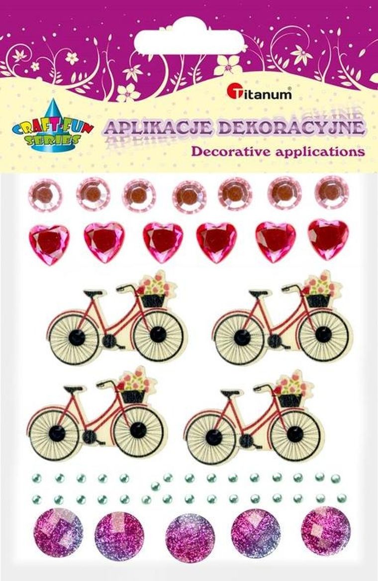 Titanum, dekoracje samoprzylepne, rower, kryształki