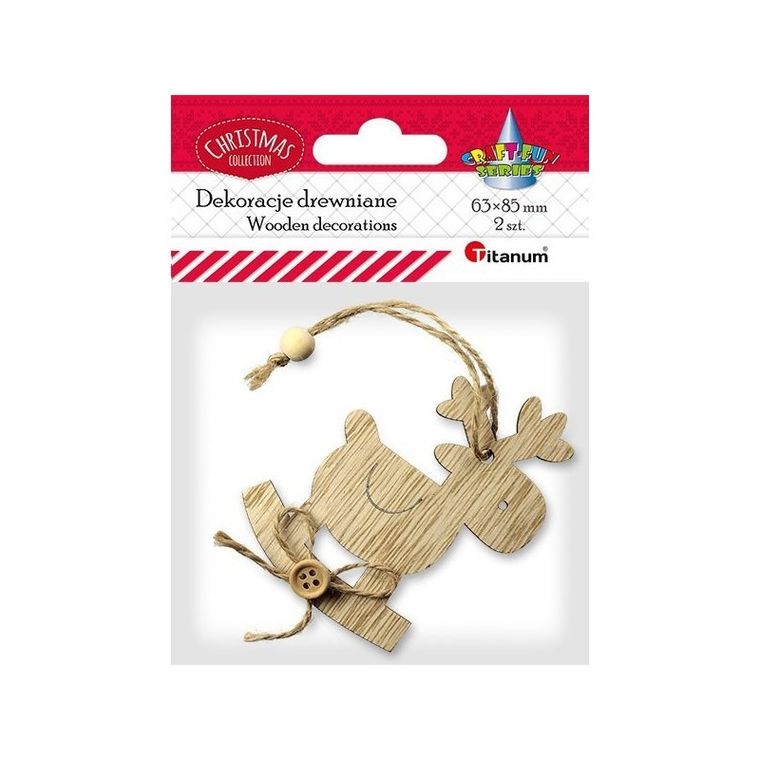 Titanum, drewniana zawieszka, łoś na biegunach, 2 szt.