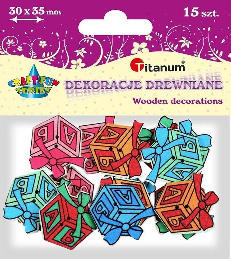 Titanum, drewniane guziki, prezenty, 15 szt.