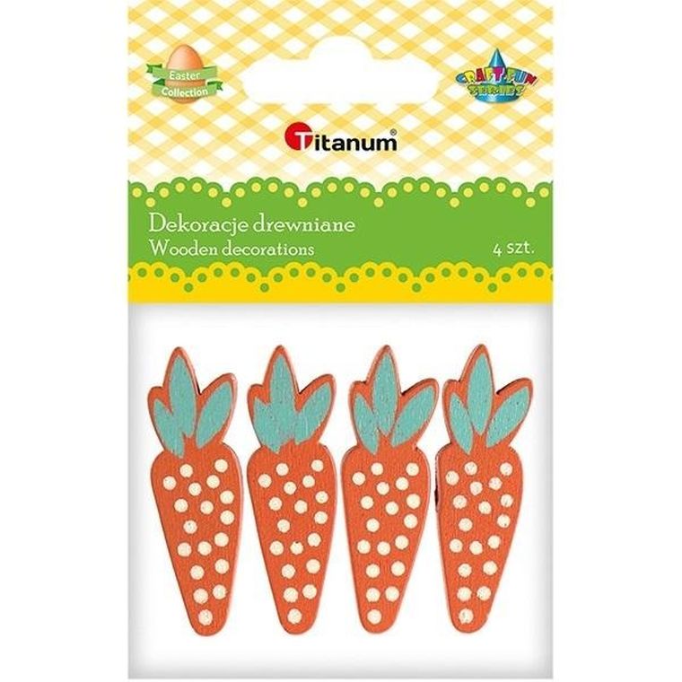 Titanum, drewniane marchewki, 14-45 mm, 4 szt.