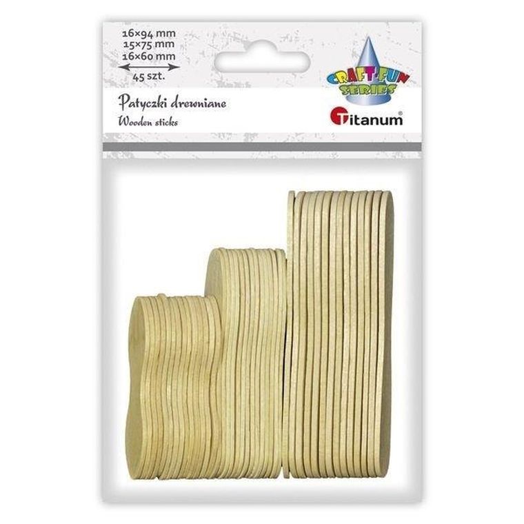 Titanum, drewniane patyczki, łyżeczki, 45 szt.