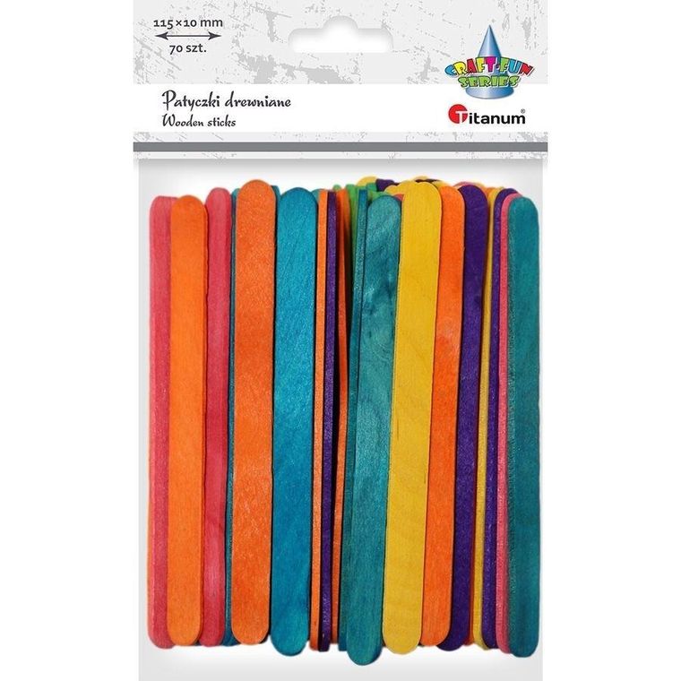 Titanum, drewniane patyczki, proste, 10-115 mm, 70 szt.