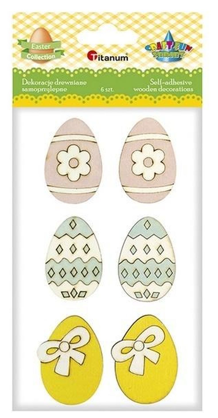 Titanum, drewniane pisanki, 24-35/28-37 mm, 6 szt.