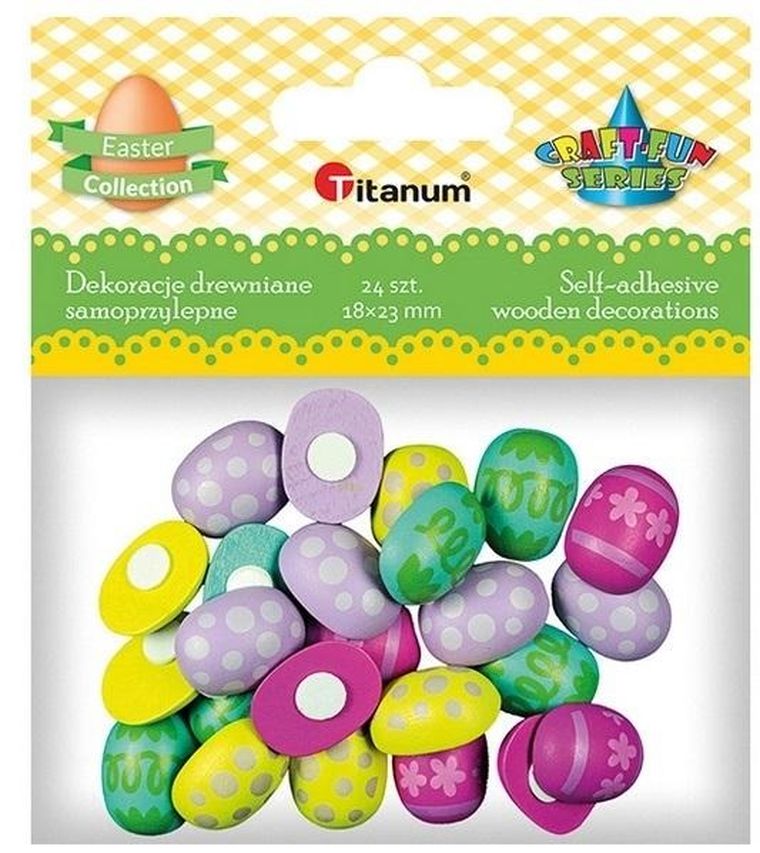 Titanum, drewniane pisanki 3D, 18-23 mm, 24 szt.