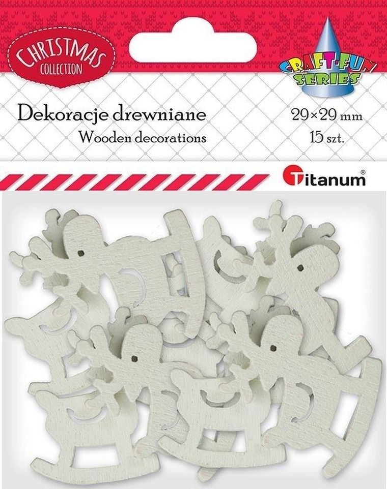 Titanum, drewniane renifery na biegunach, ażurowe, 15 szt.