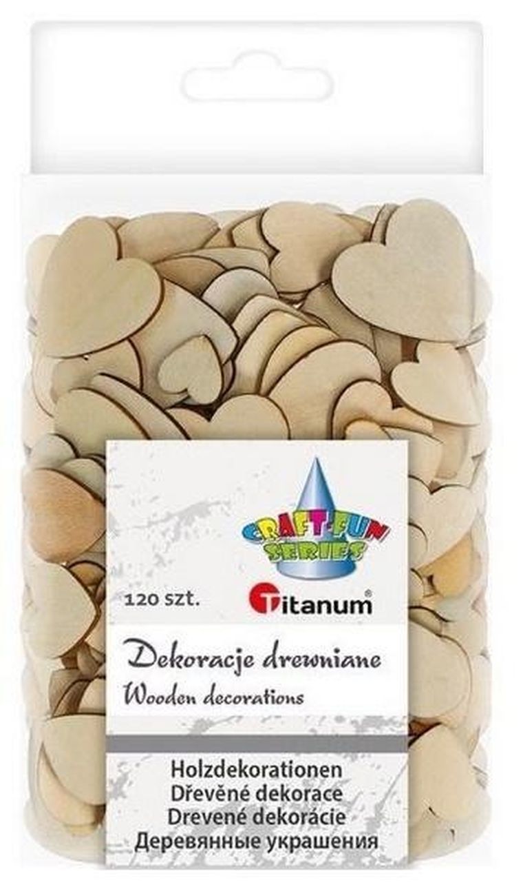 Titanum, drewniane serca, 120 szt.
