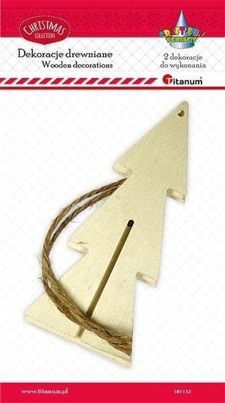 Titanum, drewniane zawieszki, 3D choinki, 2 szt.