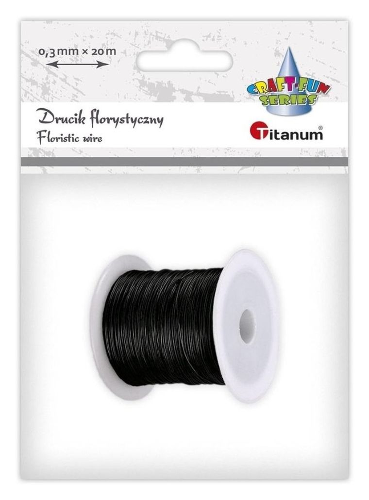 Titanum, drucik florystyczny, czarny, 0,3 mmx20m