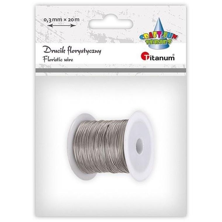 Titanum, drucik florystyczny, srebrny, 0,3 mmx20m
