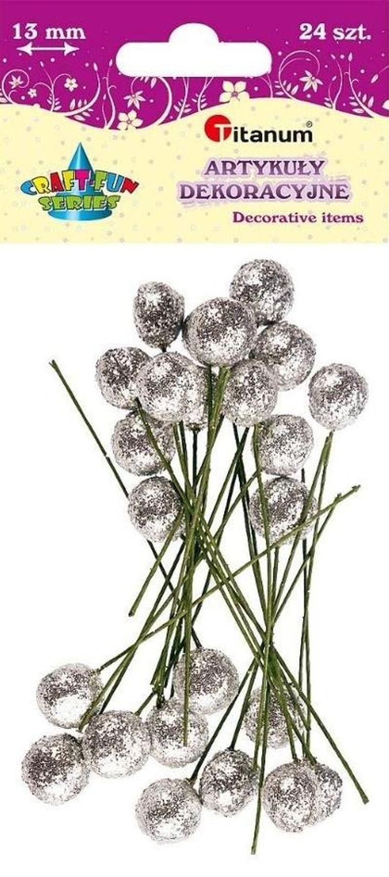 Titanum, drucik z kulką, srebrna brokat, 24 szt.