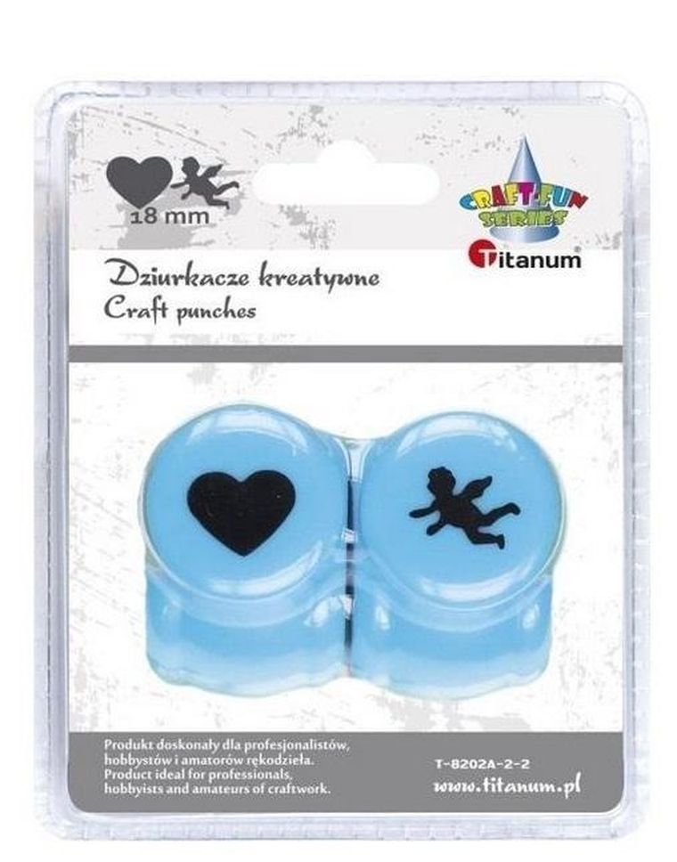 Titanum, dziurkacz, serce, amorek, 18 mm, 2 szt.