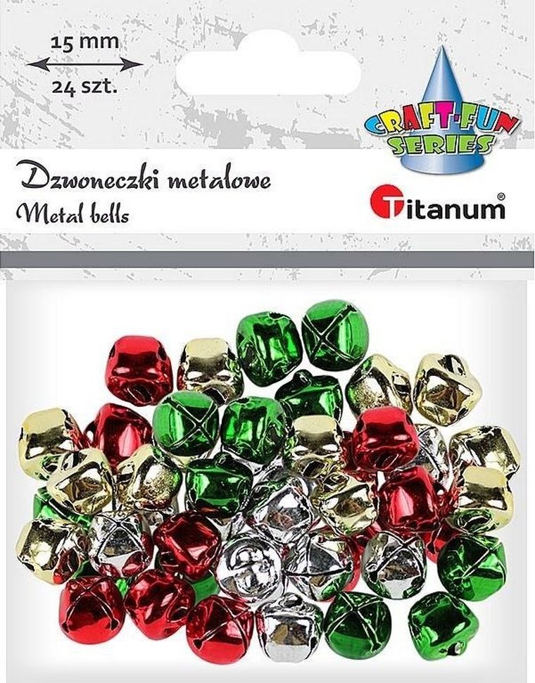Titanum, dzwoneczki metalowe, 15mm, 24 szt.