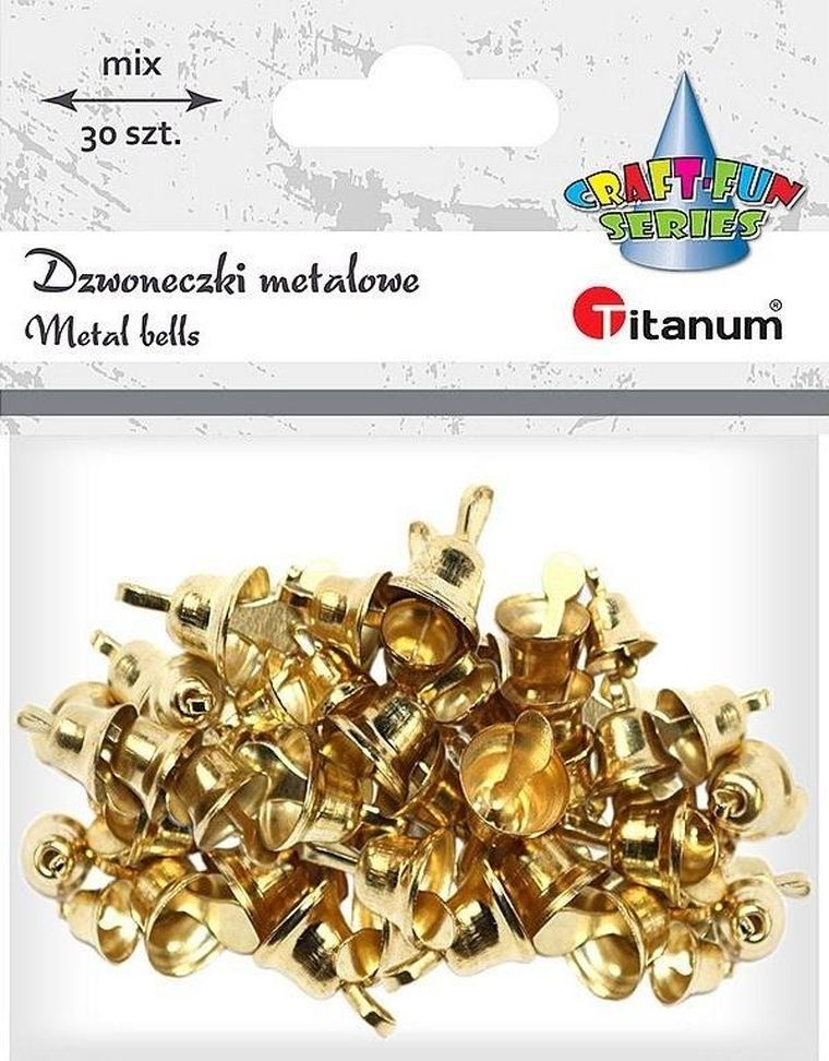 Titanum, dzwoneczki metalowe, 30 szt., złote