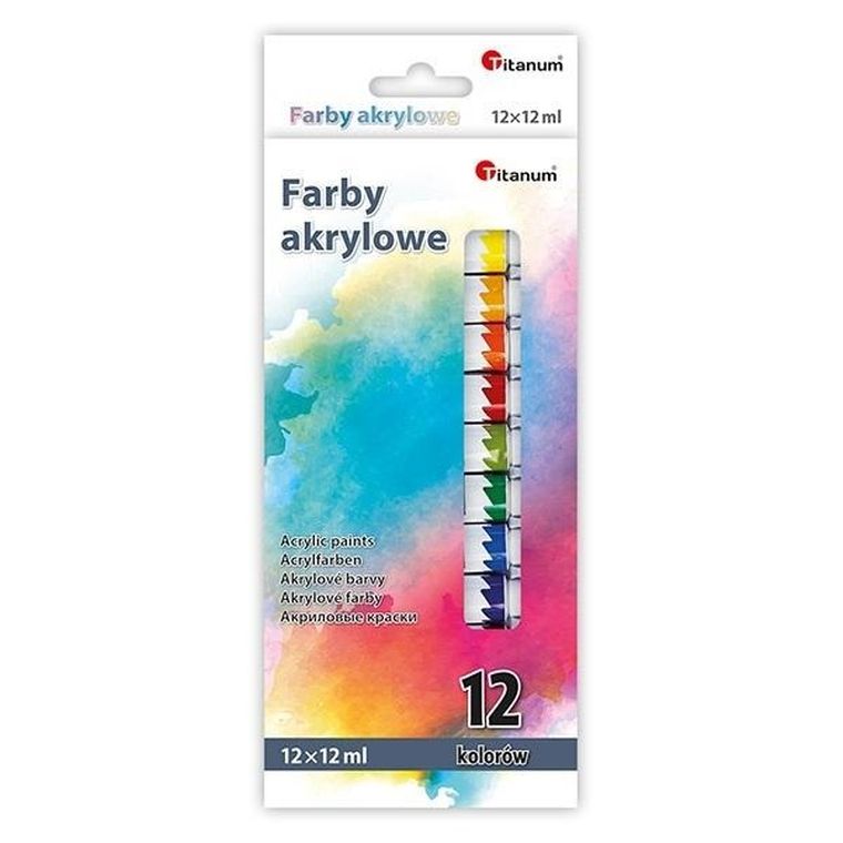 Titanum, farby akrylowe, 12 kolorów