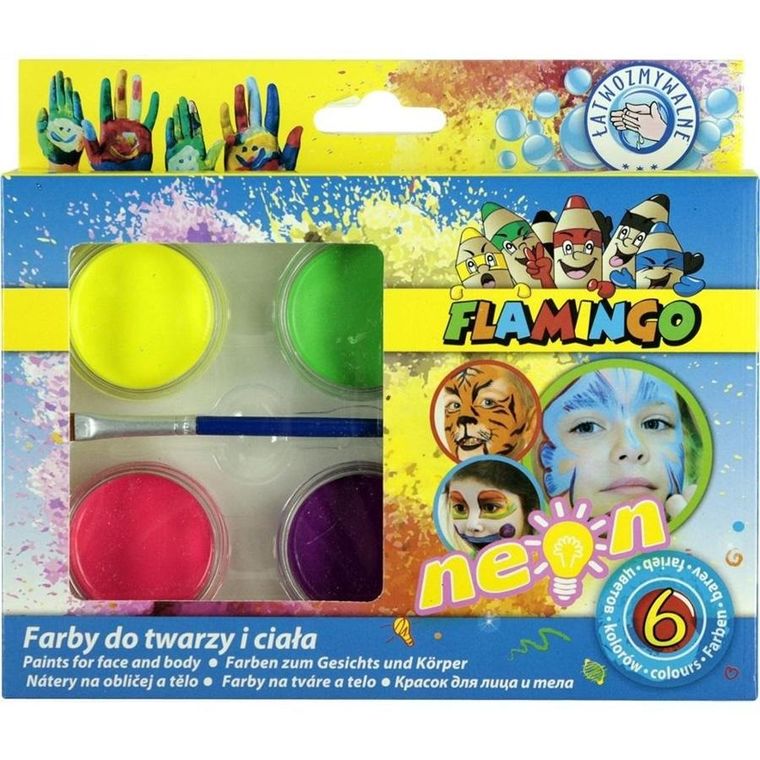 Titanum, farby wodne do twarzy, 6 kolorów neonowych