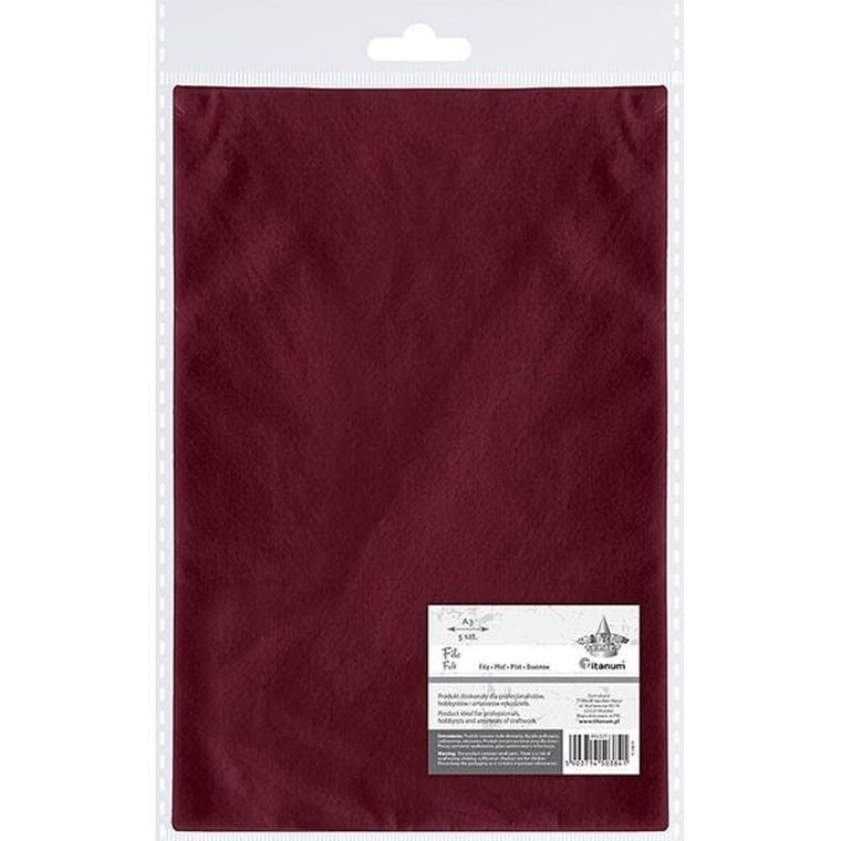 Titanum, filc A3, karminowy, 5 szt.
