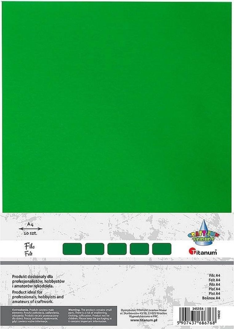 Titanum, filc A4, ciemnozielony, 10 szt.