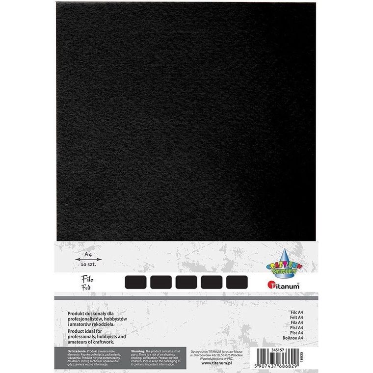 Titanum, filc A4, czarny, 10 szt.