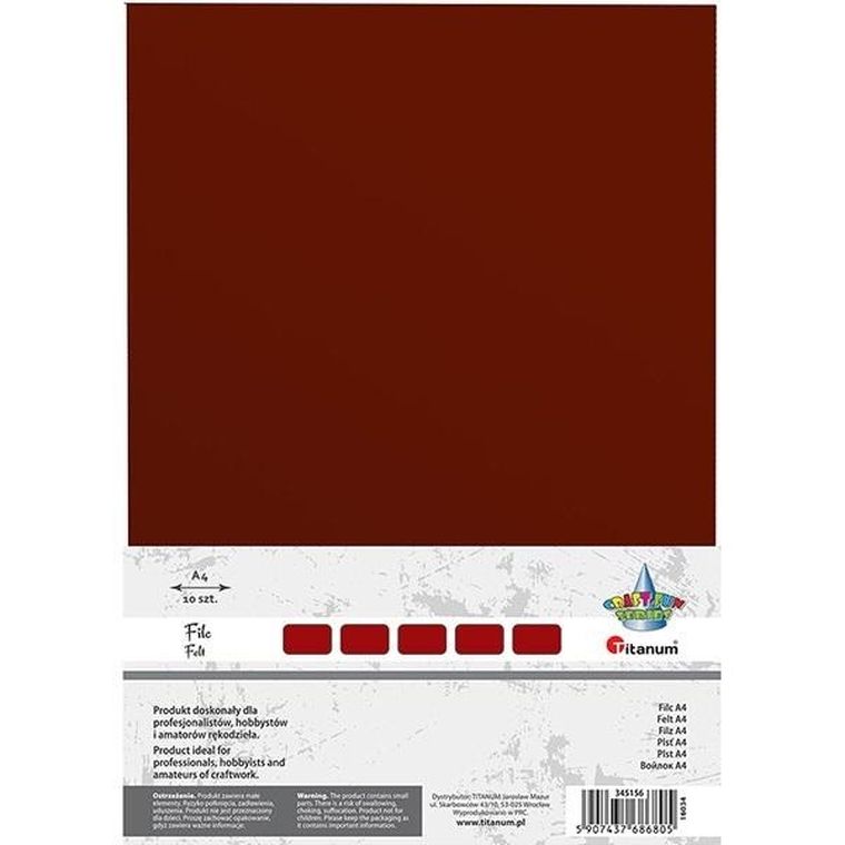 Titanum, filc, A4, czekoladowy, 10 szt.