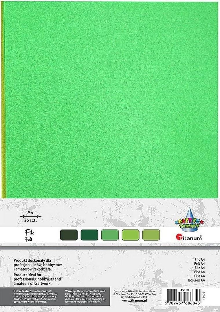 Titanum, filc A4, zielone, 10 szt.