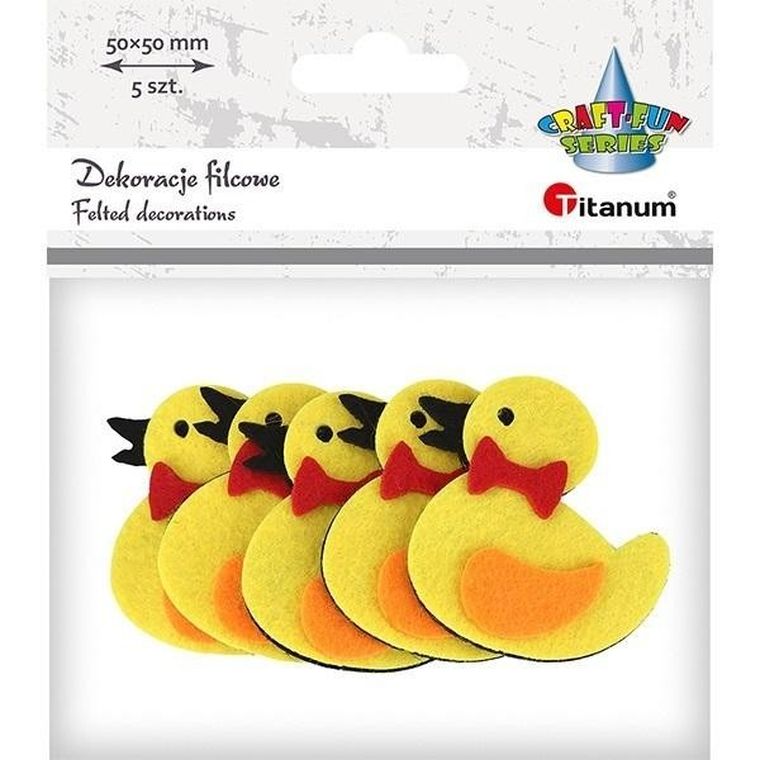 Titanum, filcowe kaczuszki 3D, 53-50 mm, żółte, 5 szt.