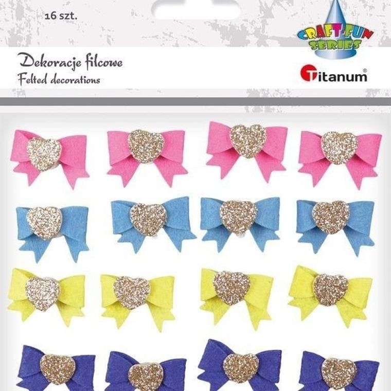 Titanum, filcowe kokardy 3D, samoprzylepne, 30-20 mm, 16 szt.