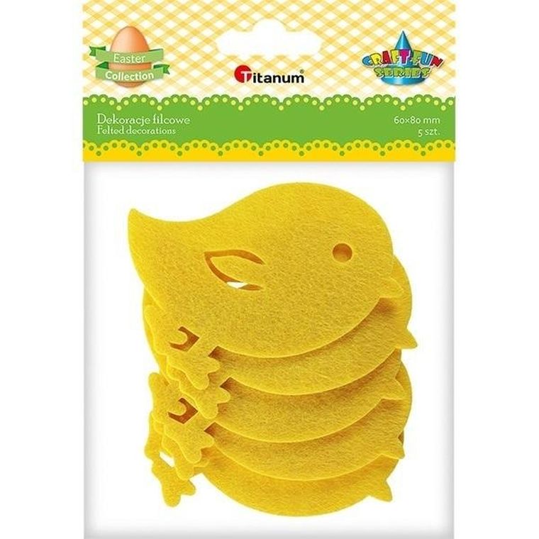 Titanum, filcowe kurczaki, żółte, 85-78 mm, 5 szt.