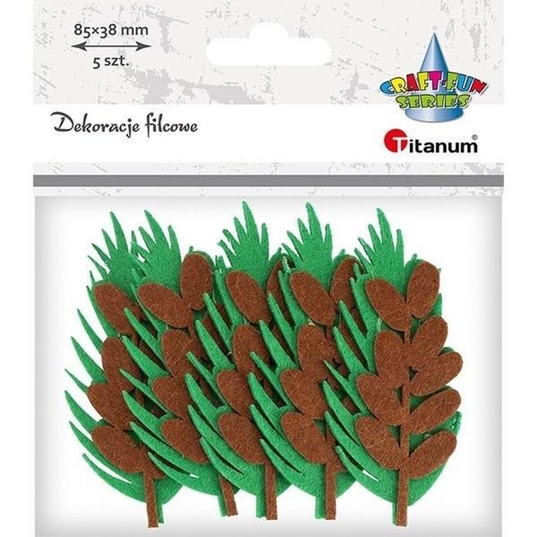 Titanum, filcowe liście 3D, 38-85 mm, zielono-brązowe, 2 szt.