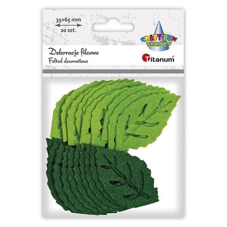Titanum, filcowe liście, 65-37 mm, 20 szt.