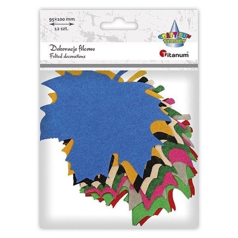 Titanum, filcowe liście klonu, 100-95mm, 12 szt.