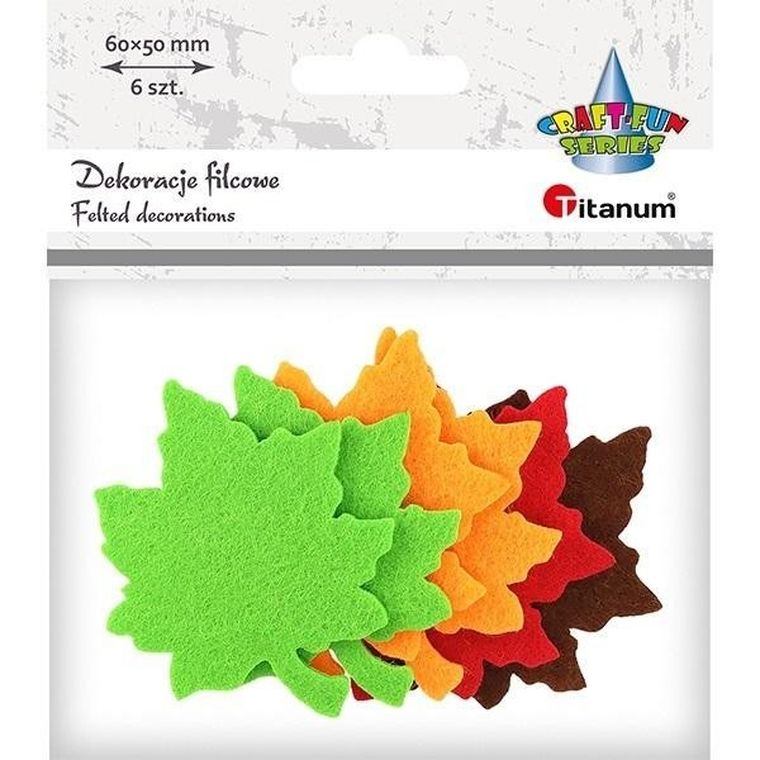 Titanum, filcowe liście klonu, 50-60 mm, 6 szt.