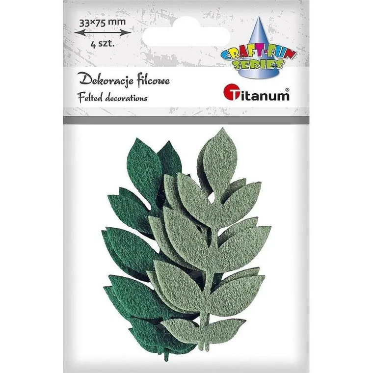 Titanum, filcowe liście na gałązce, 4 szt.
