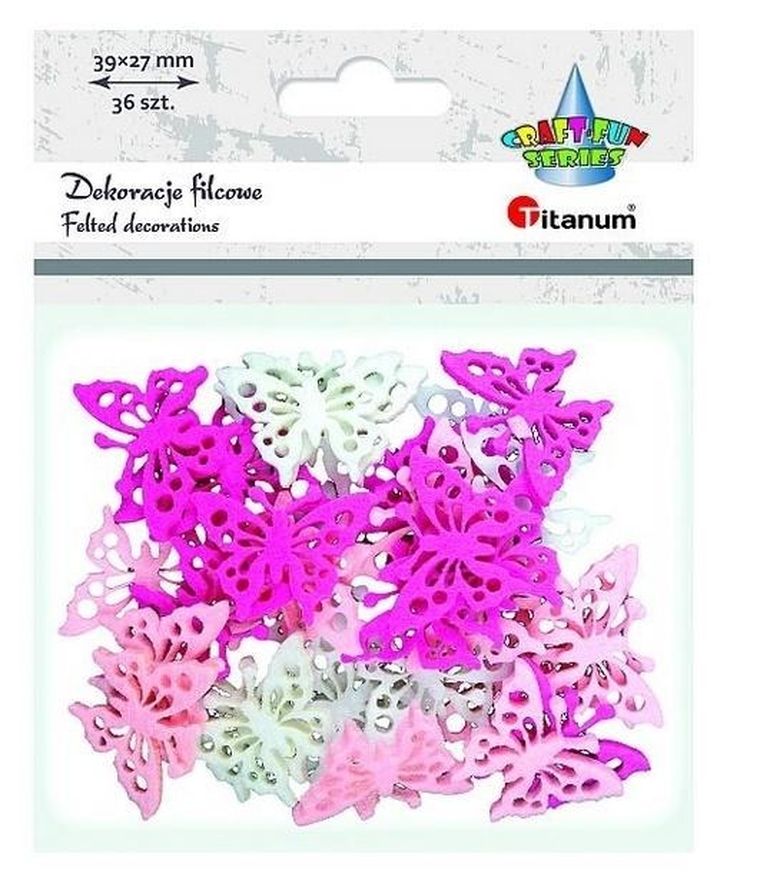 Titanum, filcowe motyle, ażurowe, 36 szt.
