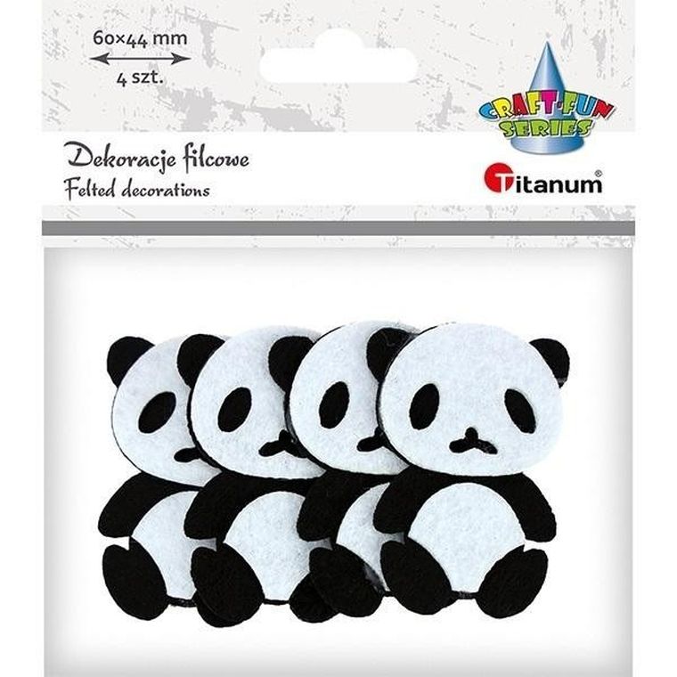 Titanum, filcowe pandy 3D, 42-60 mm, biało-czarne, 4 szt.