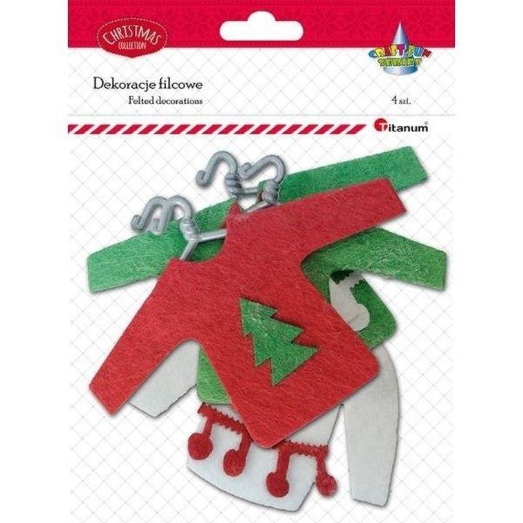 Titanum, filcowe sweterki na wieszaku, 4 szt.