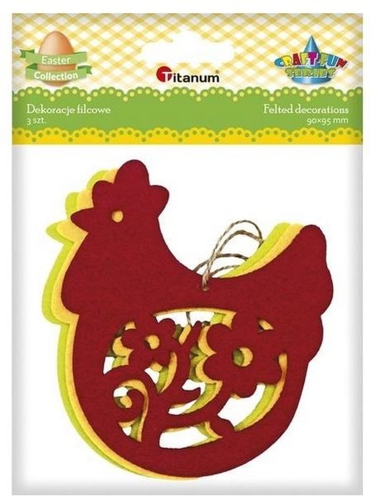 Titanum, filcowe zawieszki kury, ażurowe, 3 szt.