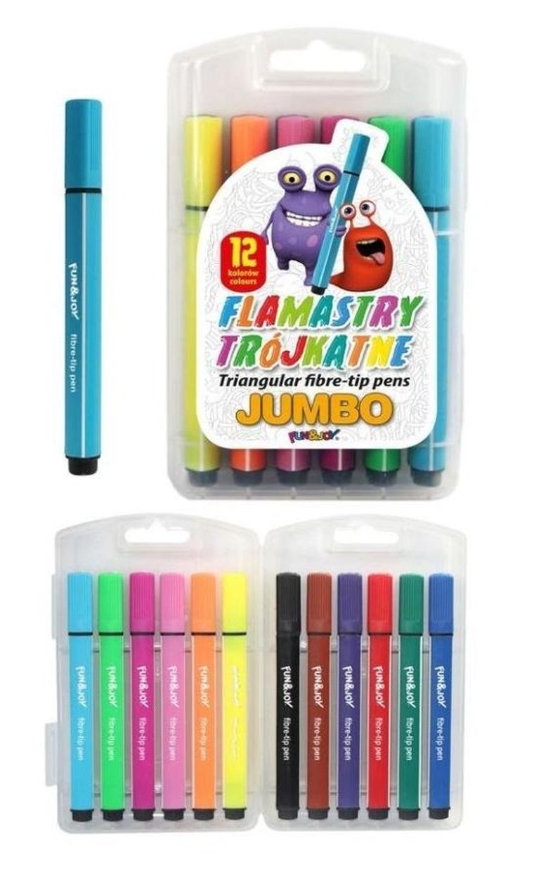 Titanum, flamastry trójkatne jumbo, 12 kolorów w etui