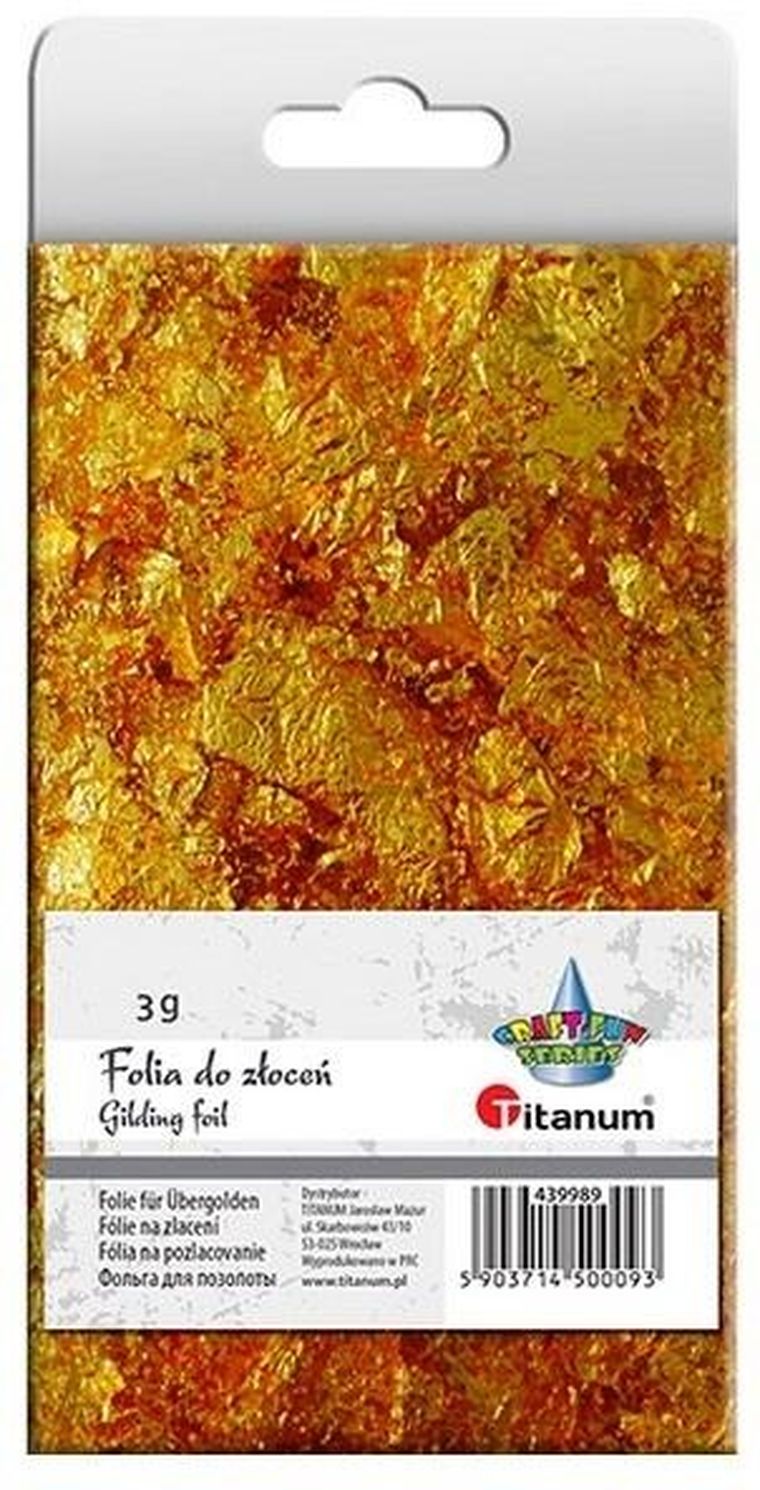Titanum, folia do złoceń, złota w płatkach, 3g