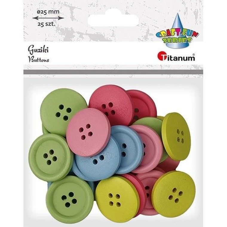 Titanum, guziki drewniane, okrągłe, 25 szt.