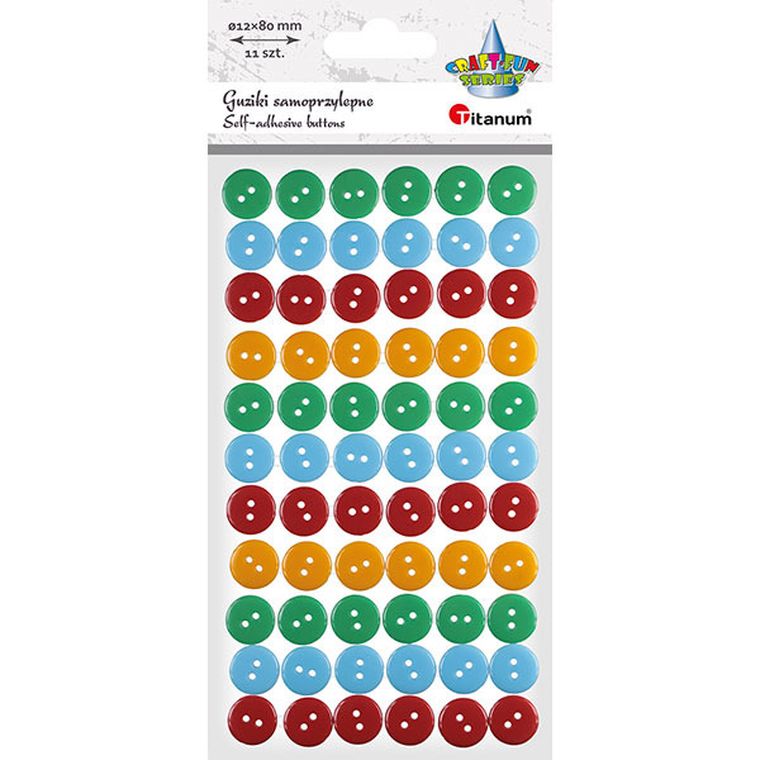 Titanum, guziki plastikowe, samoprzylepne, 66 szt.