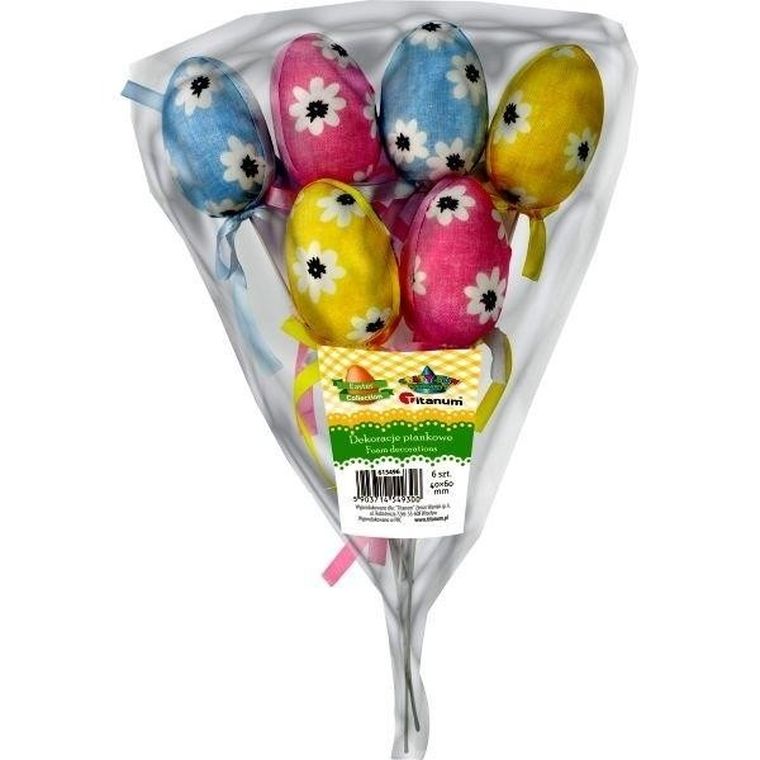 Titanum, jajka styropianowe, 40-60 mm, 3 kolory, 6 szt.