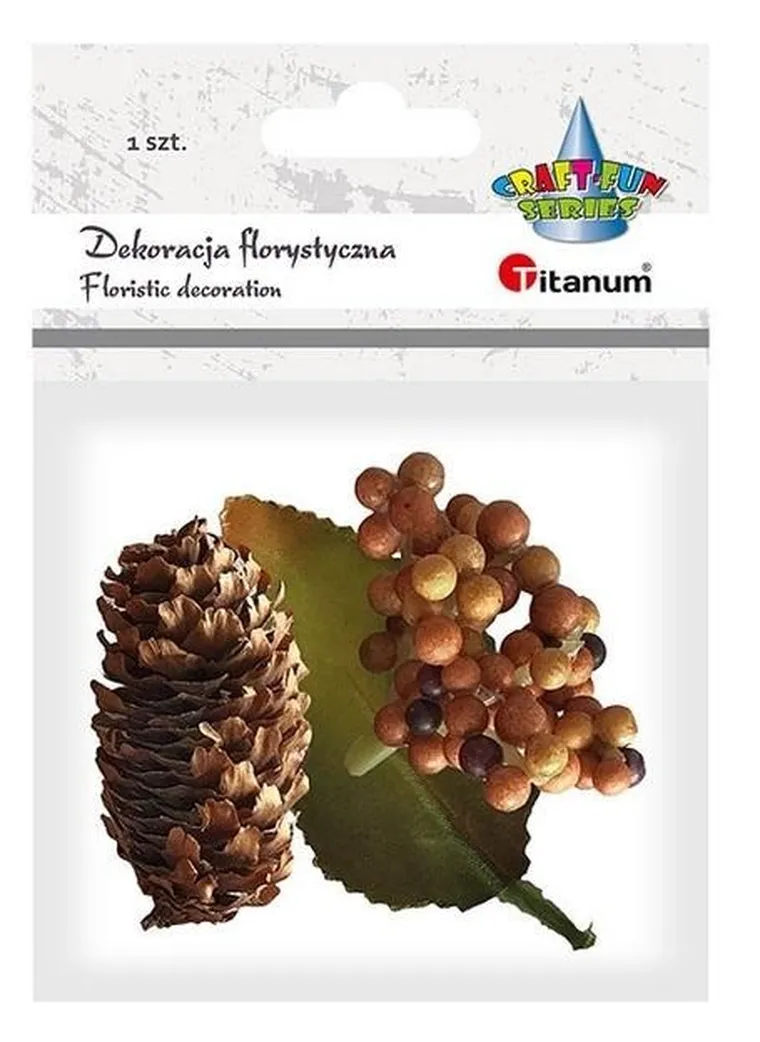 Titanum, kiść jagód z liściem, żółte owoce, 1 szt.