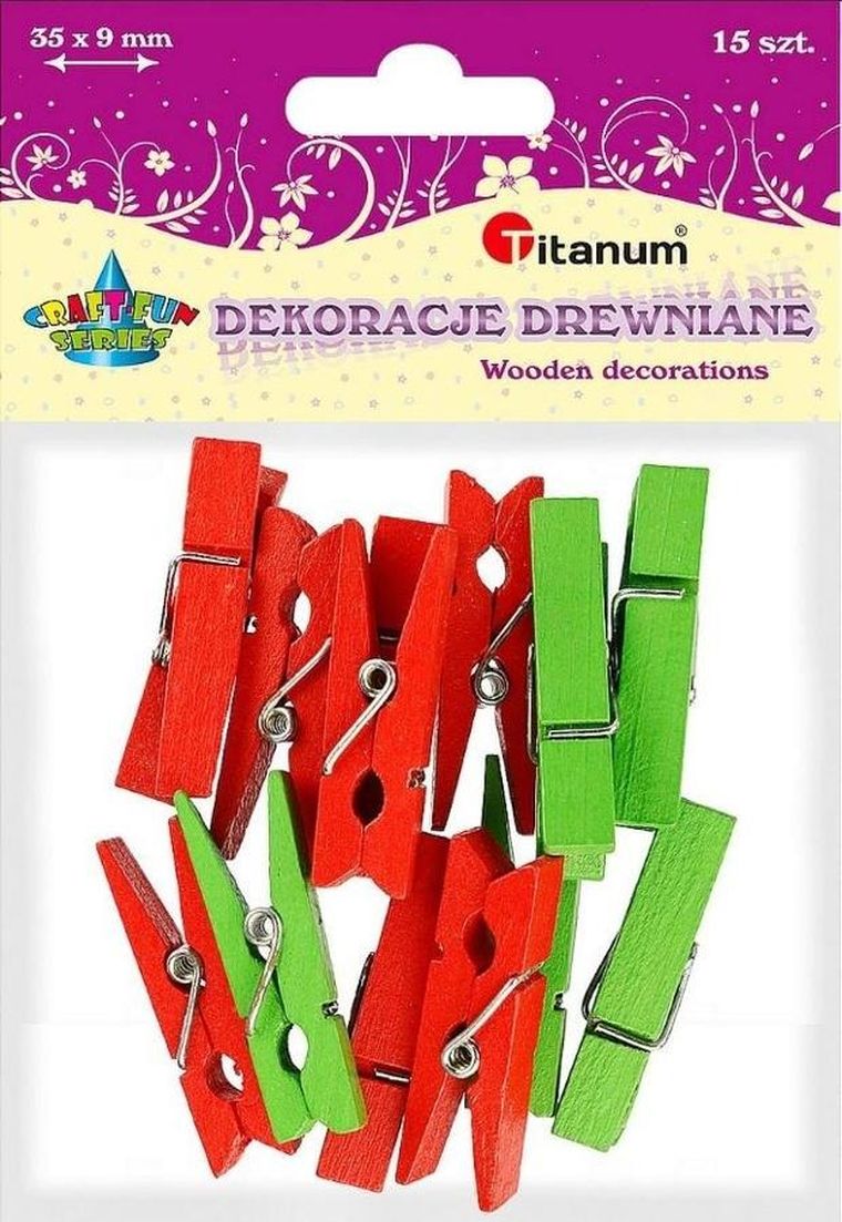 Titanum, klamerki drewniane, 15 szt.