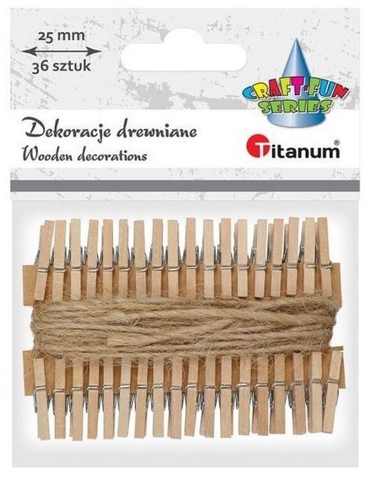 Titanum, klamerki drewniane, 36 szt.